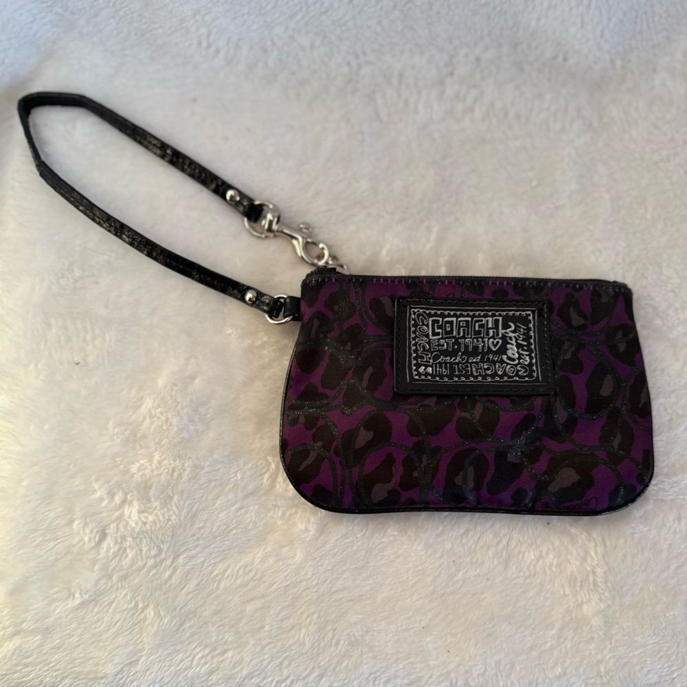 Coach Purple and Black Wristlet Clutch